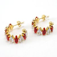 1 Pair Simple Style Classic Style Color Block Inlay Stainless Steel Zircon Ear Studs main image 2