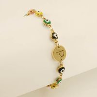 Titanium Steel Gold Plated Simple Style Classic Style Letter Plating Bracelets sku image 16