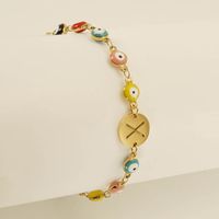 Titanium Steel Gold Plated Simple Style Classic Style Letter Plating Bracelets sku image 24
