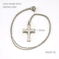 Rostfreier Stahl Titan Stahl Einfacher Stil Klassischer Stil Kreuzen Inlay Zirkon Halskette Mit Anhänger sku image 1