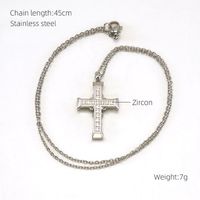 Stainless Steel Titanium Steel Simple Style Classic Style Cross Inlay Zircon Pendant Necklace sku image 1