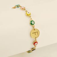 Titanium Steel Gold Plated Simple Style Classic Style Letter Plating Bracelets sku image 6