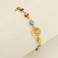 Titanium Steel Gold Plated Simple Style Classic Style Letter Plating Bracelets sku image 13