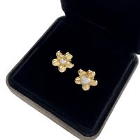1 Pair Diameter 14mm Copper 18K Gold Plated Flower Polished Earring Findings main image 4