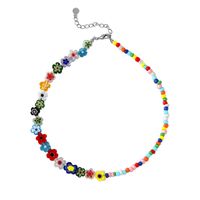 Simple Style Classic Style Streetwear Flower Arylic Glass Beaded Women's Necklace sku image 1