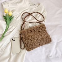 Women's Spring&Summer Straw Solid Color Vacation Zipper Shoulder Bag Straw Bag main image 5