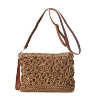 Women's Spring&Summer Straw Solid Color Vacation Zipper Shoulder Bag Straw Bag main image 4