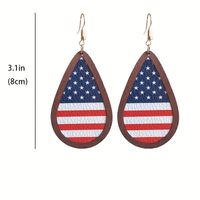 1 Pair Bohemian Water Droplets American Flag Wood Drop Earrings main image 5