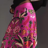 Summer Vacation Plant Flower Polyester Knee-Length Skirts main image 4