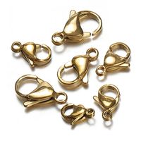 20 PCS/Package Hole 1~1.9mm Hole 2~2.9mm 304 Stainless Steel 18K Gold Plated Solid Color Polished Lobster Clasp main image 5