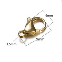 20 PCS/Package Hole 1~1.9mm Hole 2~2.9mm 304 Stainless Steel 18K Gold Plated Solid Color Polished Lobster Clasp sku image 7
