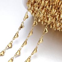 1 Pieza Acero Inoxidable Chapados en oro de 18k Forma De Corazón Pulido Cadena main image 6