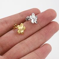 10 PCS/Package Diameter 12mm Hole 1~1.9mm Stainless Steel 18K Gold Plated Flower Polished Hook Earring Findings main image 4