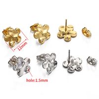 10 PCS/Package Diameter 12mm Hole 1~1.9mm Stainless Steel 18K Gold Plated Flower Polished Hook Earring Findings main image 2