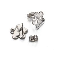 10 PCS/Package Diameter 12mm Hole 1~1.9mm Stainless Steel 18K Gold Plated Flower Polished Hook Earring Findings sku image 1