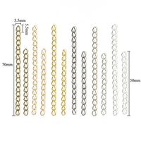 100 PCS/Package 3.5*50mm 3.5*70mm Zinc Alloy Solid Color Polished Extension Chain main image 2