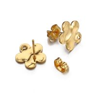 10 PCS/Package Diameter 12mm Hole 1~1.9mm Stainless Steel 18K Gold Plated Flower Polished Hook Earring Findings sku image 2
