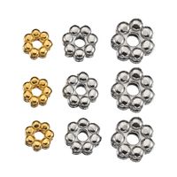 50 PCS/Package Diameter 4mm Diameter 5mm Diameter 6 Mm Hole 1~1.9mm Hole 2~2.9mm 304 Stainless Steel 18K Gold Plated Flower Polished Spacer Bars main image 5