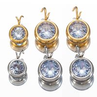 10 PCS/Package 5.5mm Diameter Diameter 7 Mm 304 Stainless Steel Zircon Round Polished Pendant main image 1