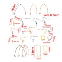 50 PCS/Package 19*11mm 19*15mm 22*11MM Stainless Steel Solid Color Polished Hook Earring Findings main image 2