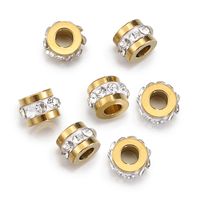 10 PCS/Package Diameter 7 Mm Hole 3~3.9mm Stainless Steel Rhinestones 18K Gold Plated Solid Color Polished Spacer Bars sku image 2