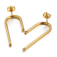 10 PCS/Package 14 * 37mm Stainless Steel 18K Gold Plated U Shape Solid Color Polished Earring Findings sku image 2
