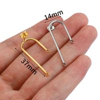 10 PCS/Package 14 * 37mm Stainless Steel 18K Gold Plated U Shape Solid Color Polished Earring Findings main image 2