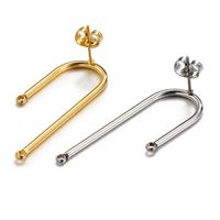 10 PCS/Package 14 * 37mm Stainless Steel 18K Gold Plated U Shape Solid Color Polished Earring Findings main image 5