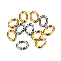 100 PCS/Package 3 * 4mm Stainless Steel 18K Gold Plated Solid Color Polished Broken Ring main image 5