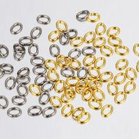 100 PCS/Package 3 * 4mm Stainless Steel 18K Gold Plated Solid Color Polished Broken Ring main image 1
