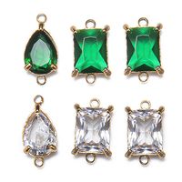5 PCS/Package 6 * 10mm 7 * 9mm Hole 1~1.9mm Stainless Steel Zircon Water Droplets Rectangle Polished Pendant main image 5