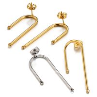 10 PCS/Package 14 * 37mm Stainless Steel 18K Gold Plated U Shape Solid Color Polished Earring Findings main image 1