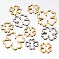 20 PCS/Package 12*12mm 16 * 16mm 20*20mm Stainless Steel 18K Gold Plated Four Leaf Clover Polished Pendant main image 1