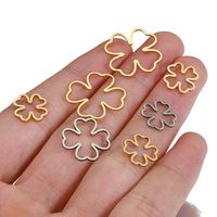 20 PCS/Package 12*12mm 16 * 16mm 20*20mm Stainless Steel 18K Gold Plated Four Leaf Clover Polished Pendant main image 3