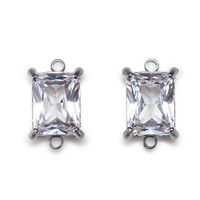 5 PCS/Package 6 * 10mm 7 * 9mm Hole 1~1.9mm Stainless Steel Zircon Water Droplets Rectangle Polished Pendant sku image 2