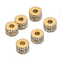 10 PCS/Package Diameter 7 Mm Hole 2~2.9mm Stainless Steel Zircon 18K Gold Plated Round Polished Spacer Bars main image 5