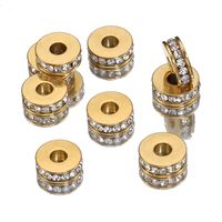 10 PCS/Package Diameter 7 Mm Hole 2~2.9mm Stainless Steel Zircon 18K Gold Plated Round Polished Spacer Bars main image 1