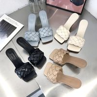 Women's Casual Solid Color Square Toe High Heel Slippers main image 6