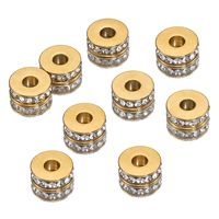 10 PCS/Package Diameter 7 Mm Hole 2~2.9mm Stainless Steel Zircon 18K Gold Plated Round Polished Spacer Bars main image 3