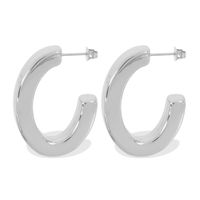1 Pair Simple Style C Shape Oval Plating Titanium Steel 18K Gold Plated Ear Studs main image 9