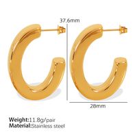 1 Pair Simple Style C Shape Oval Plating Titanium Steel 18K Gold Plated Ear Studs main image 3