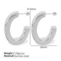 1 Pair Simple Style C Shape Oval Plating Titanium Steel 18K Gold Plated Ear Studs sku image 2