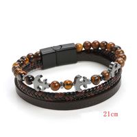 Casual Simple Style Anchor Pu Leather Beaded Men's Bangle main image 2