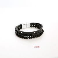 Casual Simple Style Pentagram Pu Leather Alloy Natural Stone Beaded Men's Bangle main image 2