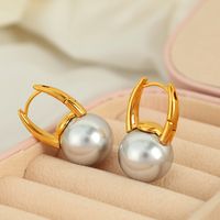 1 Pair Vintage Style Pearl Plating Inlay Titanium Steel Glass Bead 18K Gold Plated Drop Earrings main image 3