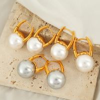 1 Pair Vintage Style Pearl Plating Inlay Titanium Steel Glass Bead 18K Gold Plated Drop Earrings main image 4