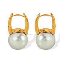 1 Pair Vintage Style Pearl Plating Inlay Titanium Steel Glass Bead 18K Gold Plated Drop Earrings main image 7
