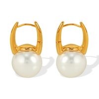 1 Pair Vintage Style Pearl Plating Inlay Titanium Steel Glass Bead 18K Gold Plated Drop Earrings main image 8