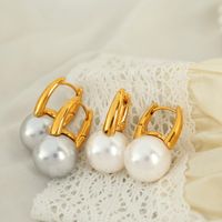 1 Pair Vintage Style Pearl Plating Inlay Titanium Steel Glass Bead 18K Gold Plated Drop Earrings main image 6