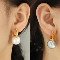 1 Pair Vintage Style Pearl Plating Inlay Titanium Steel Glass Bead 18K Gold Plated Drop Earrings main image 5